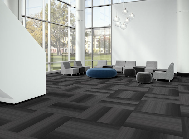 Umbra II Plank Carpet Tile | J+J Flooring | 18" x 36" Shadow Gray at Flooring America of Grand Rapids